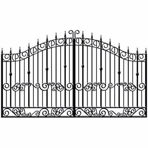 Iron Main Gates - Manual Open, Swing Style | Modern Design, Handmade, Black with Spray Paint Finish