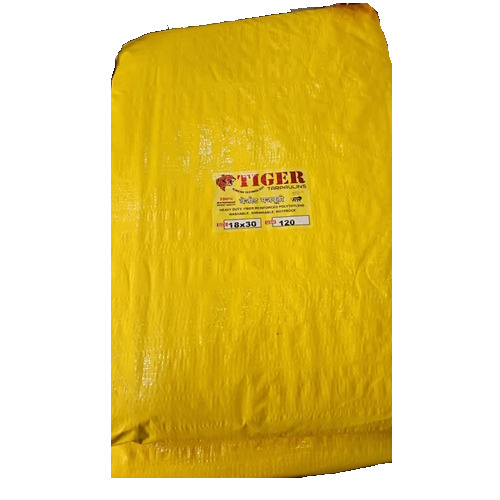 Tiger Laminated HDPE Tarpaulin - Waterproof, UV Resistant & Tear Resistant | Standard and Customized Size Available, Yellow, Woven Design for Trucks, Home & Agriculture