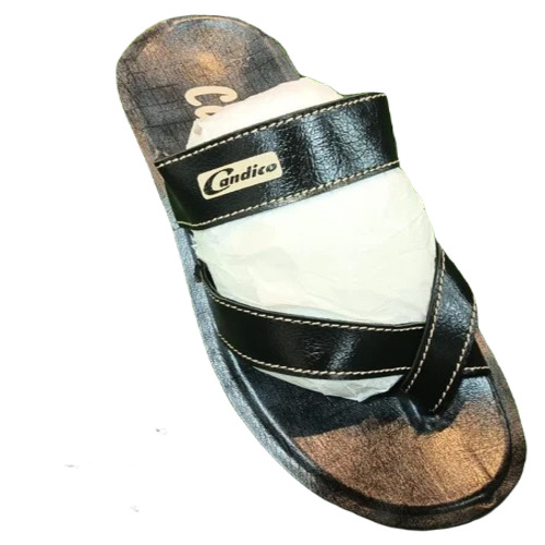 Men Slipper - PU Leather, Size 7, Black | Fancy Plain Design, Light Weight, Summer Flip Flop