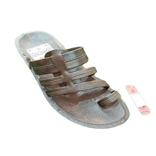 Men Slipper - PU Leather, Size 8, Brown | Lightweight, Fancy Flip Flop Style, Plain Pattern, Perfect for Casual Summer Wear