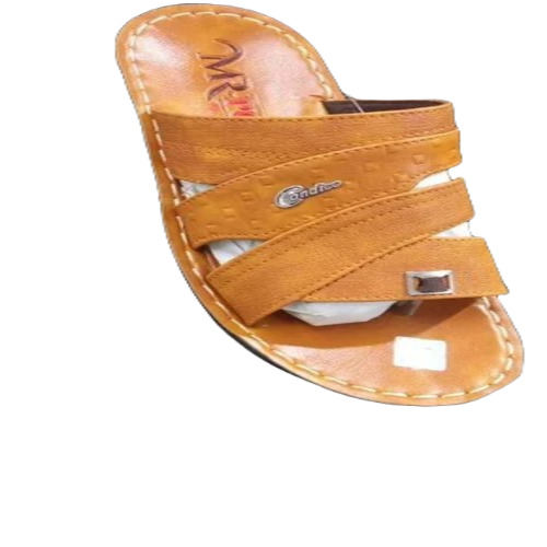 Men Fancy Slipper - PU Leather Material, Size 7, Brown Color | Lightweight, Casual Wear Flip Flop Style