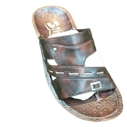 Men Slipper - PU Leather, Size 7, Brown Color | Lightweight, Fancy Style, Plain Pattern