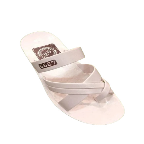Men White PU Slippers - PU Leather, Size 7, Color: White | Lightweight Flip Flop Style, Fancy Plain Pattern, Perfect for Casual Summer Wear