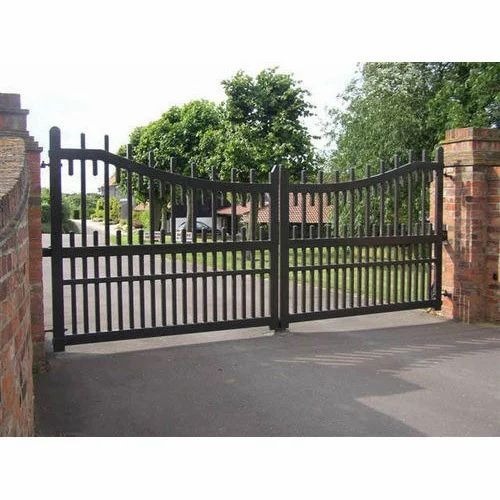 Metal Main Gate - Hand Made, Modern Design | Black Metal, Manual Open Style, Swing Mechanism