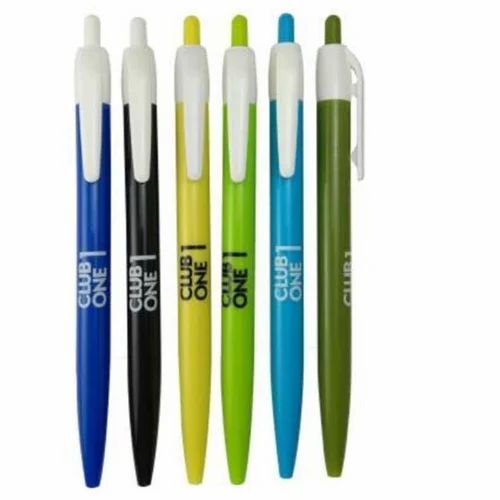 Blue Polished Plastic Ballpoint Pen - Engraved Customization, Promotional Use, Blue Ink Color