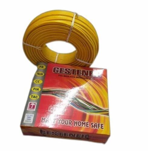 PVC Insulated Wire - 4 Sqmm, Yellow Color | 90m Length, Durable PVC & Copper Material, 220 Volts Voltage Surge, 1 Year Warranty