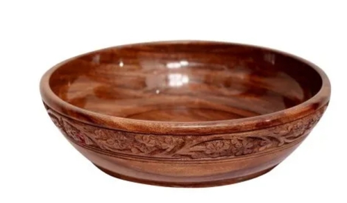 Round Wooden Serving Bowl