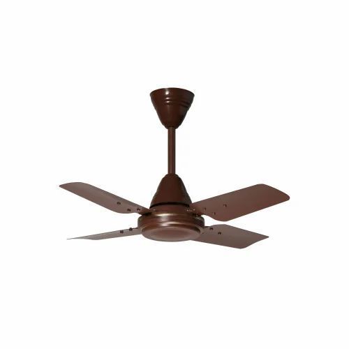 Small Ceiling Fan - Metal, 4 Blades, Brown Color | High Speed, 1 Year Warranty, Durable Electric Power Source