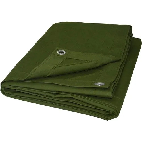 Super Heavy Duty Canvas Tarpaulins - 9x6 to 60x40 Size, Green Cotton Material | PVC Coated, UV Resistant, Tear Resistant, Waterproof