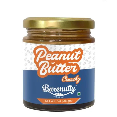200 Gram Barenutty Crunchy Peanut Butter - Egg Less, Organic, Brown Paste | 90 Days Shelf Life, Bottle Packaging for Adults