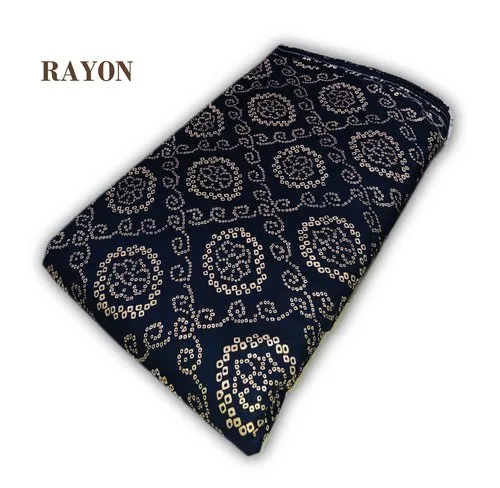 Blue Rayon Golden Printed Fabrics - Shrink-Resistant, Washable Multi-Color Textiles | Ideal for Textile Industry
