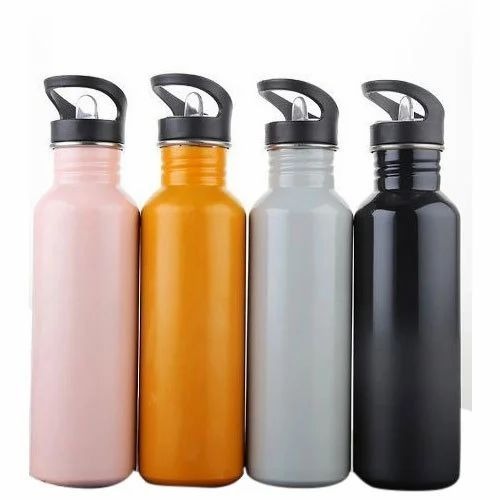 1 Litre Stainless Steel Water Bottle - Stainless Steel, 1 Litre, Multicolor , Round Shape, Ideal for Beverage Use