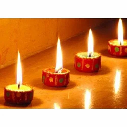 Diwali Candles - Polished Finish Multicolor Plain Design | Customizable Size Golden Hue Features