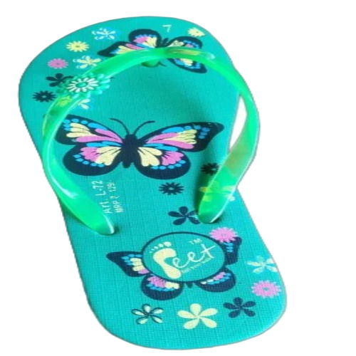 Ladies Slipper - Rubber Material, Size 5 , Green Color | Lightweight, Fancy Style, Casual Wear Flip Flops