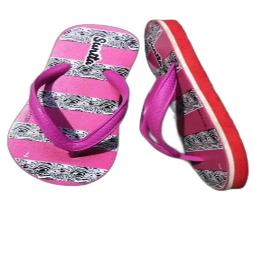 Ladies Fancy Pink Rubber Flip Flops - Size 5 | Lightweight, Casual Wear, Plain Pattern, Summer Comfort