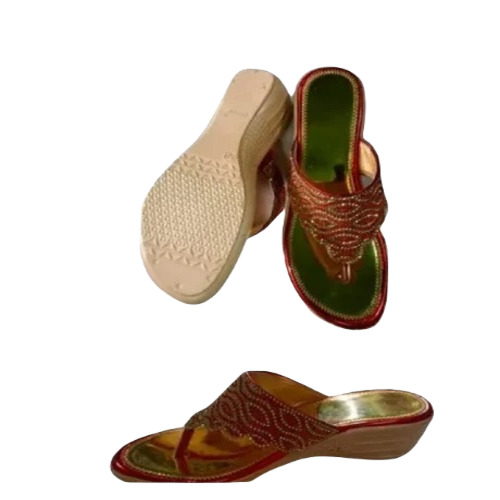 Ladies Sandal - Rexine & PU Material, Size 3-8 , Attractive Golden Design, Durable & Comfortable, Lightweight for Summer Wear