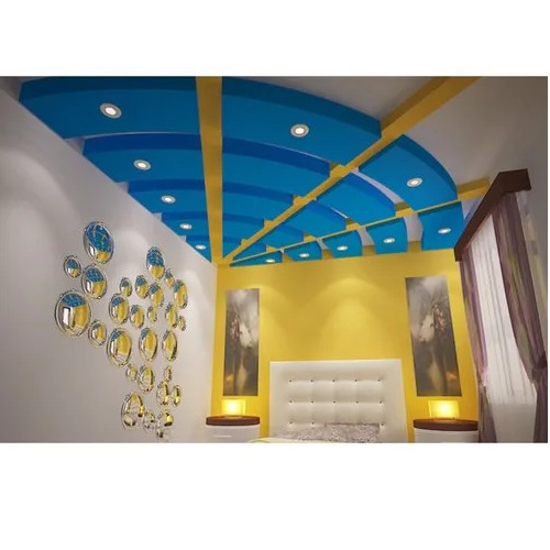 Living Room False Ceiling - Gypsum Material 12 Feet Length Multicolor Design | Fire Resistant 12.5 Thickness Elegant Pattern