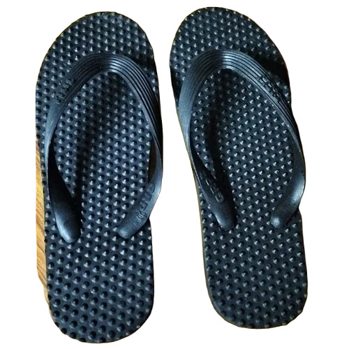Men Rubber Slippers - Lightweight, Size 7, Black | Casual Wear, Plain Pattern, Summer Flip Flop Style