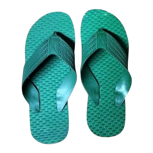 Men's Rubber Flip Flop - Size 7, Green Color | Lightweight, Summer Casual Wear, Plain Pattern