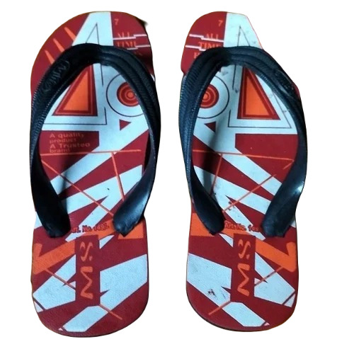 Men's Lightweight Rubber Flip Flops - Size 7, Multicolor Printed Design | Casual Wear Slippers for Summer