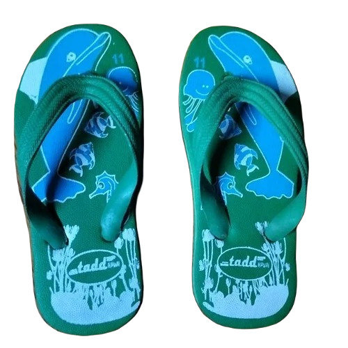 Men's Lightweight Rubber Flip Flops - Size 7, Green Printed Design | Casual Summer Slippers for Men