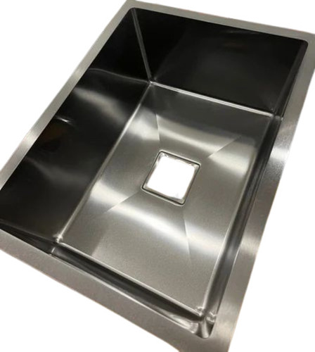 Stainless Steel Handmade Sink - One Piece Polished Finish Durable Deck Mounted Design Customized Size Rectangular Shape Long Lasting Quality