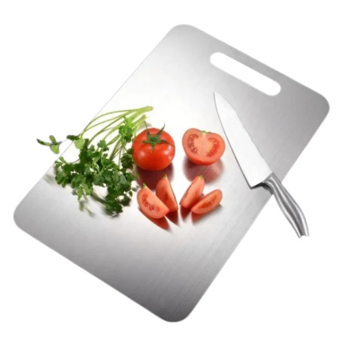 Stainless Steel Multipurpose Chopping Board - 32 x 21 cm , Non-Toxic, Waterproof, Corrosion-Resistant, Rounded Corners for Safety