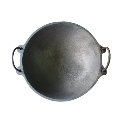 10 Inch Cast Iron Kadai - 1.5 L Capacity Round Shape Black Color | Durable Metal Construction Weighs 2 kg for Home and Restaurant Use