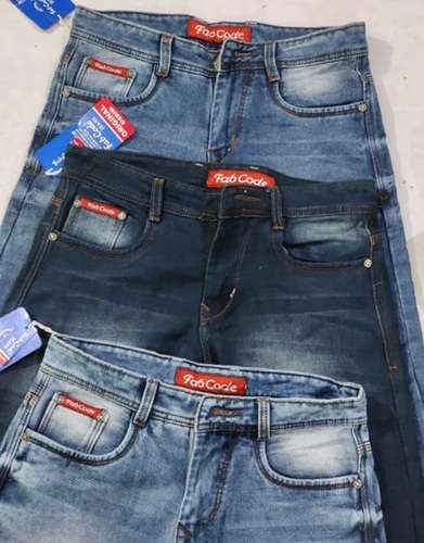 Mens Denim Jeans - Stretchable Regular Fit, Multi Color Faded Wash, Casual Wear - Handwash Safe