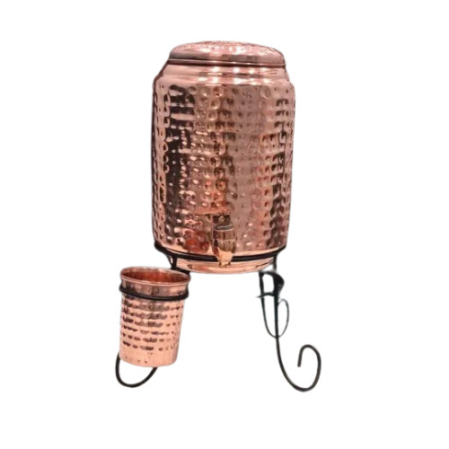 Copper Hammered Pot - Polished Round Design | Handcrafted, Durable, Keeps Liquids Cool and Fresh