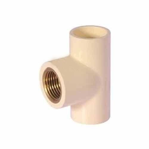 Cpvc Brass Tee - 3 Inch Female Connection, Light Yellow Color, Round Shape, 10 Millimeter Thickness, Fine Finished, Durable 90 Degree Elbow Bend