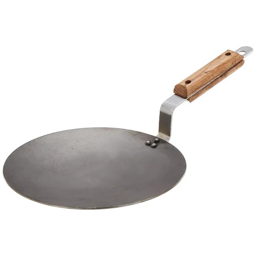 Iron Concave Wooden Handle Chapati Tawa - Iron Material, 9 Inch Diameter, 400 ml Capacity | 3 mm Thickness, Crafted with Care