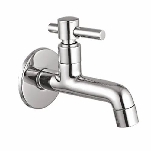 Long Body Bib Cock - 0.5 Inch, Chrome Plated Brass with Fine Finished Surface, Durable Wall Mounted Design in Glossy Silver