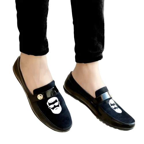 Men Black Loafer Shoes - PVC Upper, Rubber Insole, Lightweight & Non-Toxic, Sporty Design for Casual Wear