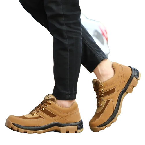 Men Synthetic Leather Shoes - Rubber Outsole, Size 7, Brown Color | Sporty Design, Attractive Plain Style for Casual Wear