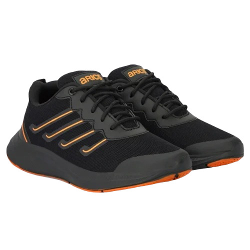 Men's Sporty Black Mesh Sports Shoes - Size 7, EVA Insole & Outsole, Lace Closure | Durable, Attractive Plain Design for Casual Wear