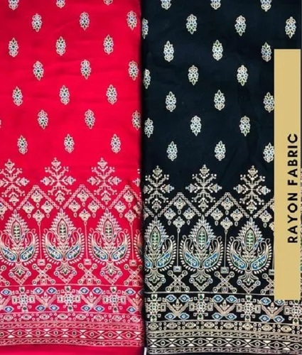 Rayon Border Printed Fabric - Multi-Color, Shrink-Resistant, Washable for Textile Industry