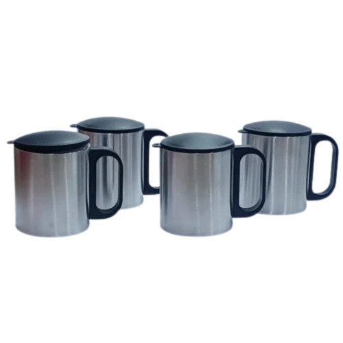 Steel Coffee Mug With Lid - Strong Steel Build, Silver Color | Leak-Proof, Portable, Eco-Friendly & Reusable, Easy to Clean