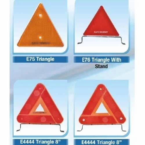 Triangle Warning Reflector - Plastic Material, Standard Size, Multicolor Design | Waterproof, Rustproof, High-quality Manual Warning Signal For Trucks