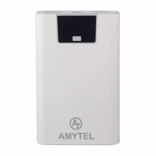 Power Bank - 15000 mAh Lithium-ion, 2 USB Ports , White Color with Flip Design and Black & White Display
