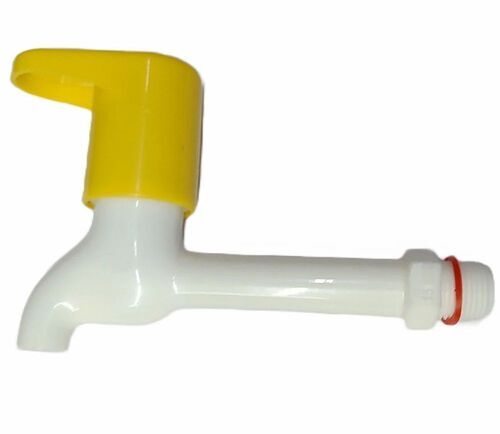Ceramic PP Bib Cock - PVC Material, Customized Size, Glossy Finish | Durable, Wall Mounted, Round Shape, White & Yellow Color