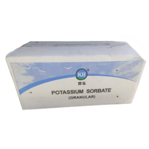 Potassium Sorbate Food Grade - Granule Form 100% Purity | Boiling Point: 233Â°C Melting Point: 132Â°C - 137Â°C Density: 1.36 g/cmÂ³ Store in Dry Place