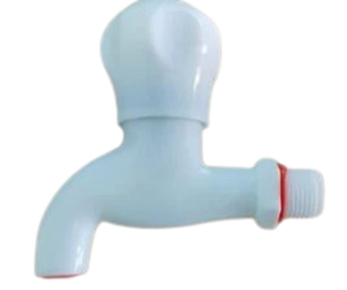 PP Short Body Bib Cock - Customized Size, Glossy White Finish | Durable Round Design, Fine Finished Quality