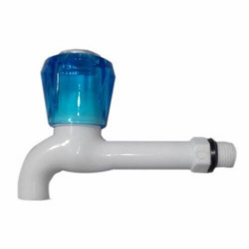 PVC Polo Bib Cock - Durable PVC, Customized Size, Glossy Finish, White & Blue Colors, Fine Finished Quality | Round Shape, Wall Mounted Connection