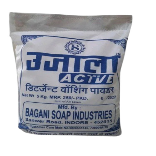 Detergent Powder - Blue & White Plastic Pouch, Removes Hard Stains, Eco-Friendly for Apparel