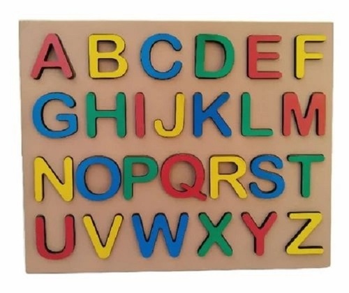 Wooden English Alphabet Board - Wooden, Rectangle Shape, Multicolor | Portable, Educational Purpose, Suitable for Ages 4-6 Years