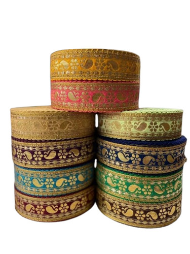 Designer Zari Lace - 1.5 Inch Size, All Colors Available | High-Quality JEQARD Print, 5 Piece Packaging of 32 Meters