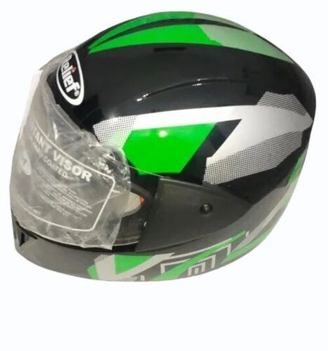 Full Face Motorcycle Helmet - Polycarbonate, Customized Size, Black & Green | New, Durable, Fine Finished, 1 Year Warranty, Perfect for Riding