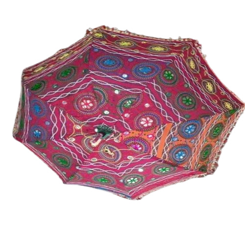 Handcrafted Embroidered Umbrella - Polyester 29 Inch Multicolor | Single Fold Design for Rain Protection