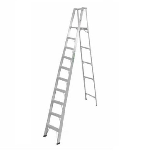 Aluminum Self Supported Ladder - 12 ft Height 7 Slip Resistant Steps | Durable Polished Finish for Domestic Use